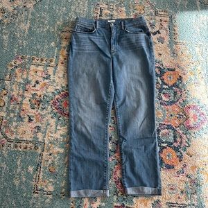 Hudson Blair High-Rise Straight Crop. Folded cuff.